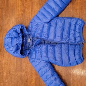 Blue puffer coat